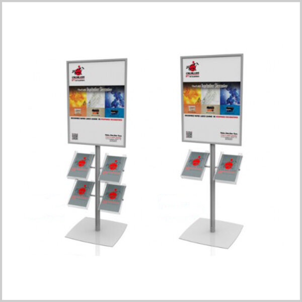 EXCELLIO PREMIUM est un combiné porte-affiches / porte-documentations, équipé d’un cadre clipant 60 cm / 80 cm et de 2 porte-brochures en plexiglass.