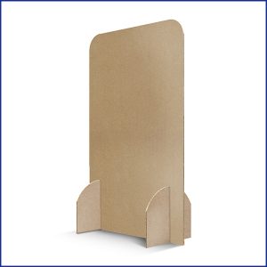 Cloison de protection jetable en carton recyclé. Montage facile et rapide. Idéale pour éviter les risques de propagation du COVID-19.