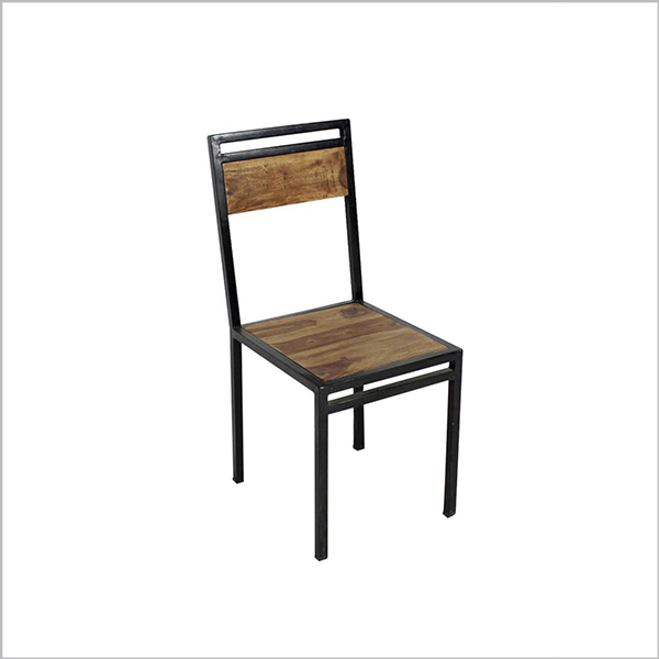 Chaise en bois et en acier Finition vintage et industrielle