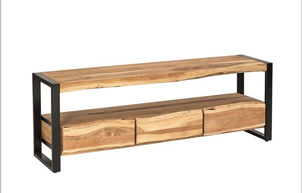 Meuble tv style tronc bois métal